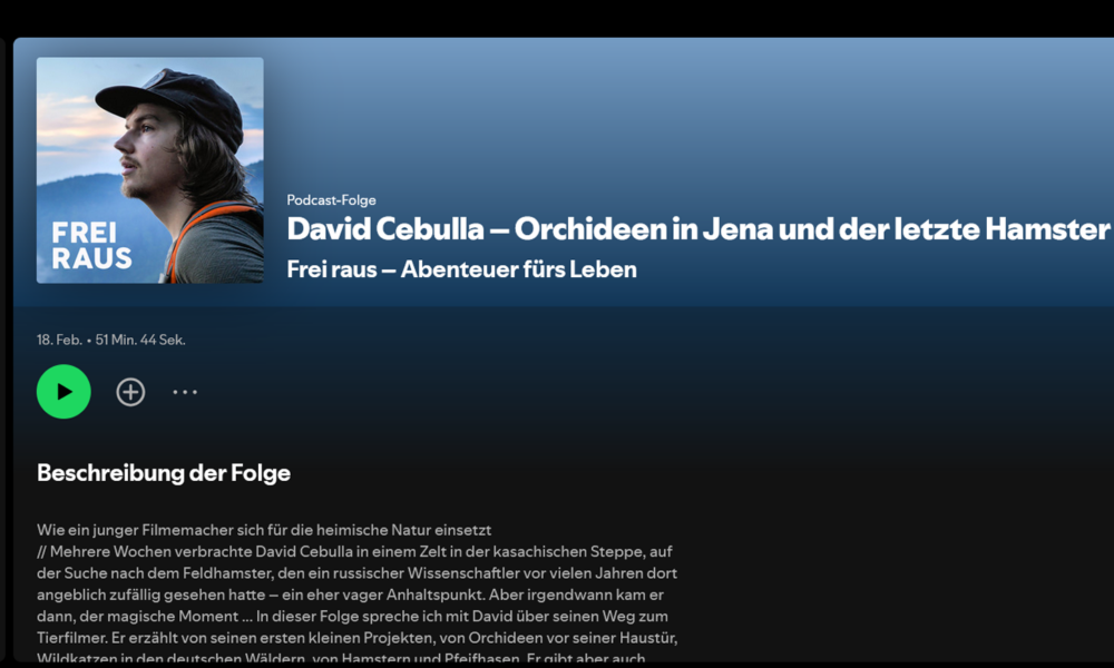 Naturfilmer David Cebulla im Frei RAUS Podcast